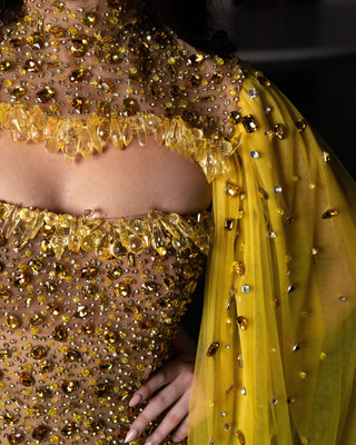 Close-Up of Yellow Evening Ensemble