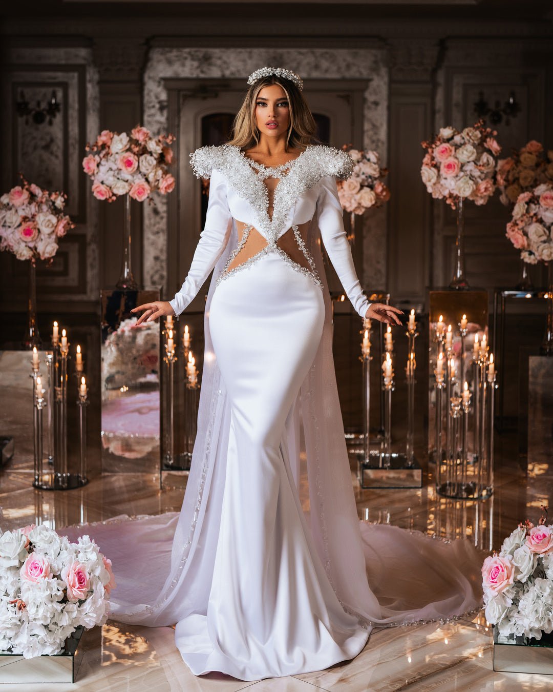 Reshika Bridal Dress Embellished with Pearls and Crystals - Blini Fashion  House Bridal Bride To Be Crystals – Blini Fashion House