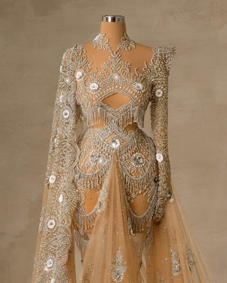 Silver Dress with Cape - Front View