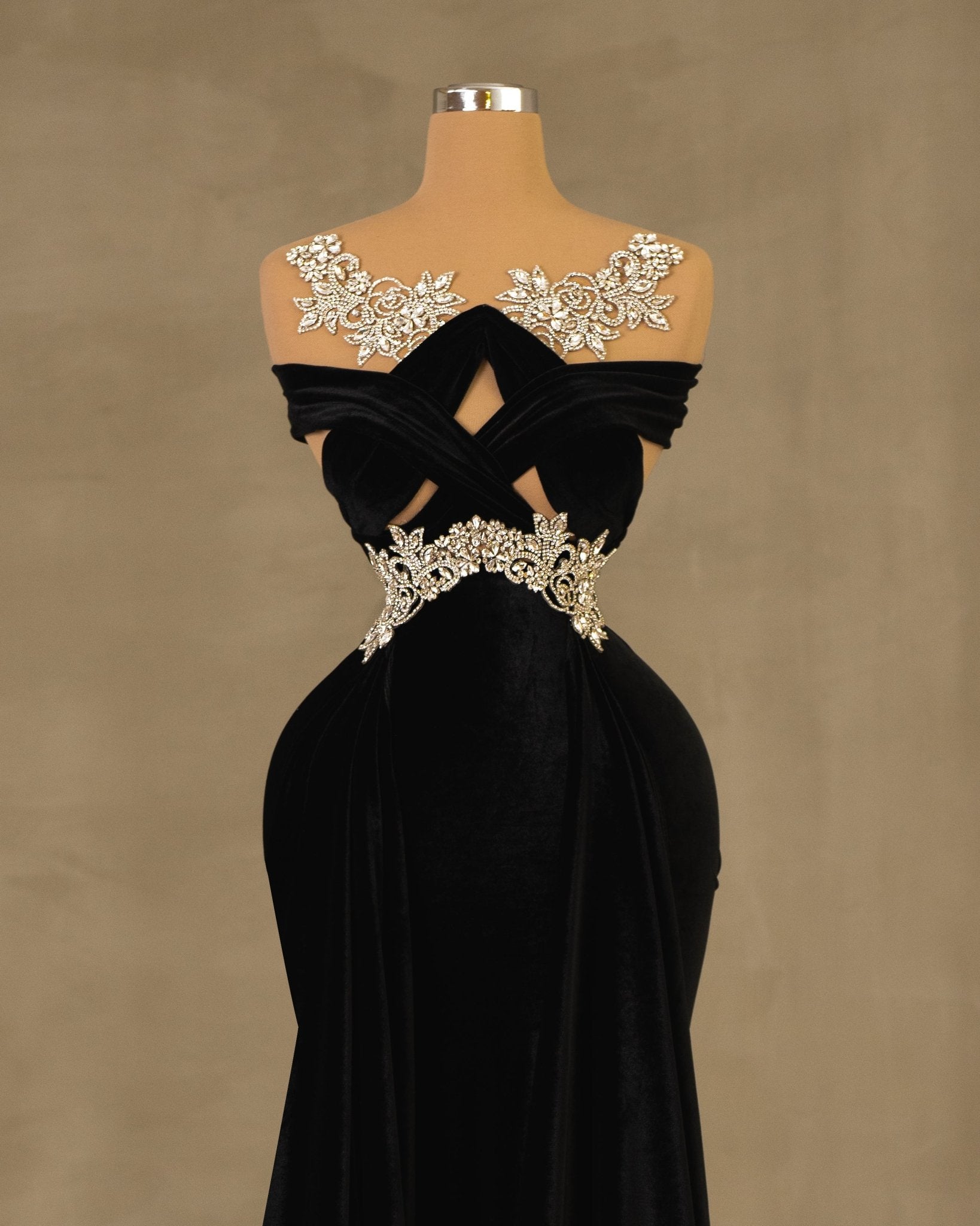 Velvet Dress - Evening Dress with Silver Embellishments – Blini 