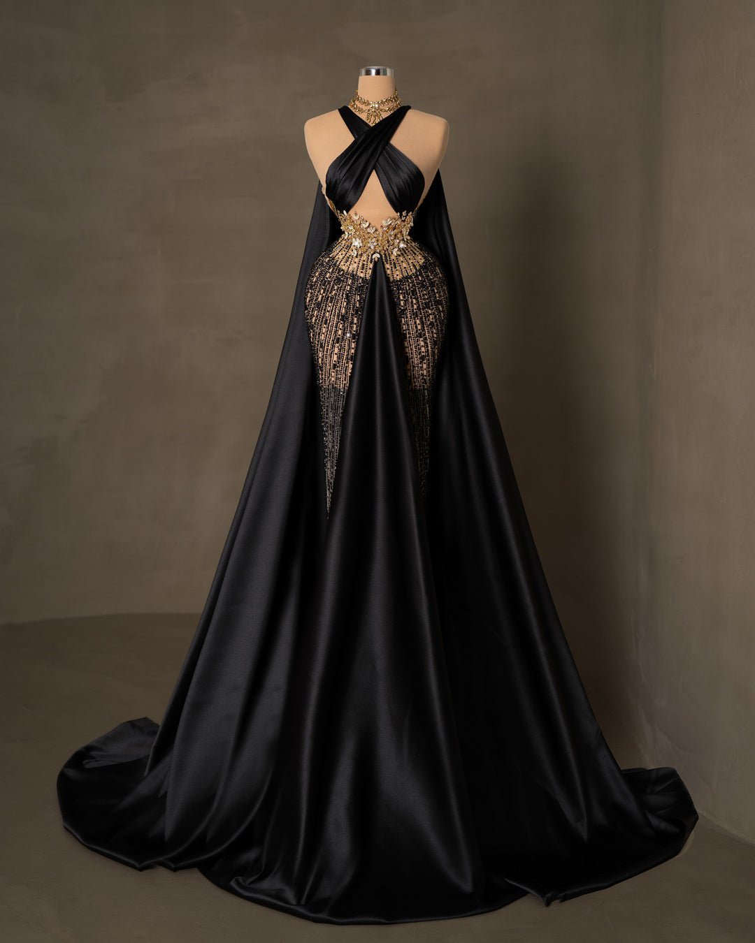 Gold and black gowns best sale