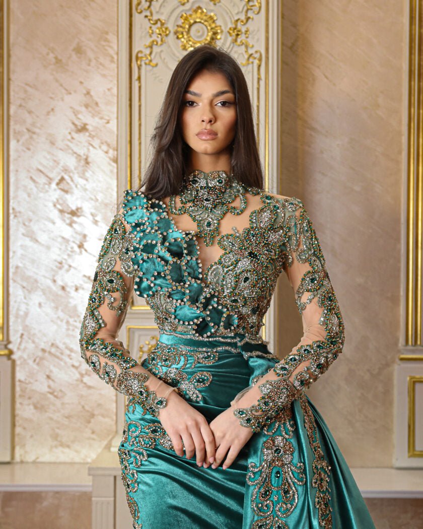 Emerald Green High Neck Dress