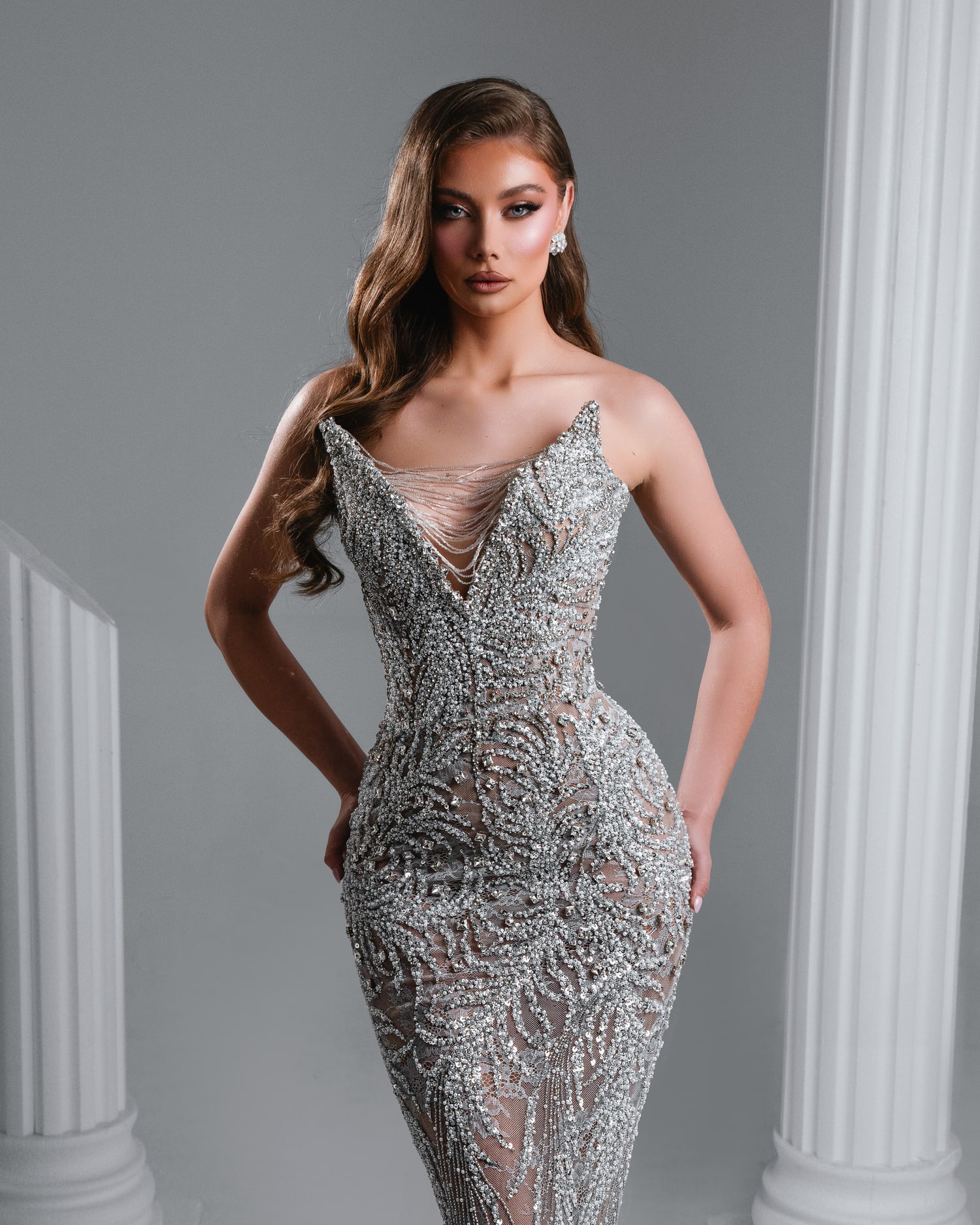 CELESTA — full silhouette silver crystal mermaid